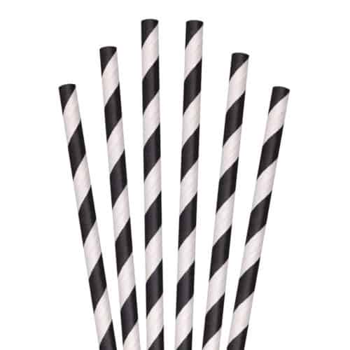 black and white striped paper straw 7.75"