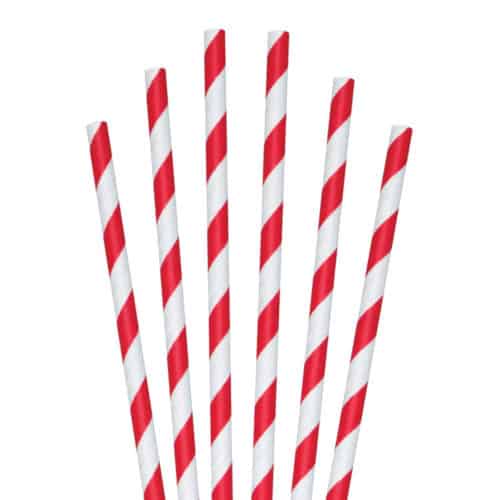 red striped paper straw 5.75"