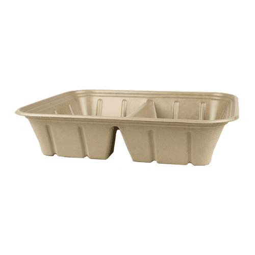 half size fiber catering pan with PLA lining 2 compartment 112 oz