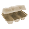 3 compartment clamshell fiber container