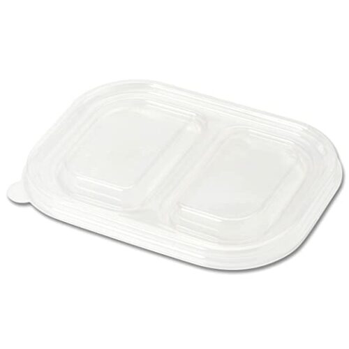 Clear PLA Lid - fits 8x6 Fiber Container, 2-Compartment (400/case)