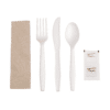 6″ Compostable Cutlery Kit – Fork, Knife, Spoon, Napkin, S/P (250/case) - Eco-pliant