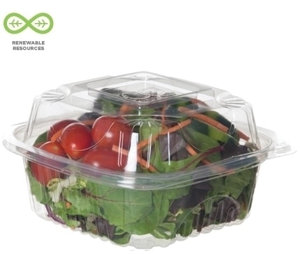 6″ x 6″ x 3″ Clear Compostable Clamshell