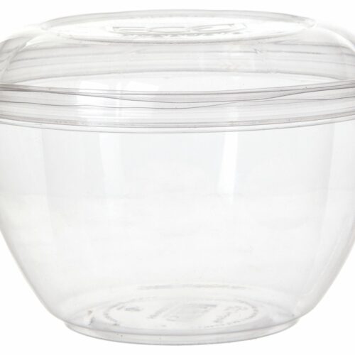 18 oz Clear Salad Bowl and Lid Combo Pack (300/case, 150 bowls | 150 lids)
