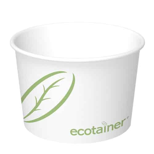 12 oz Compostable Paper Deli Container, White - Eco-pliant