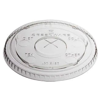 Clear PLA Lid with Straw Slot - fits 12 oz Clear Cold Cups (1000/case)