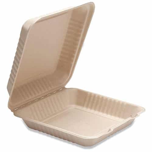 9x9x3 fiber compostable 1 compartment clamshell 200 cs
