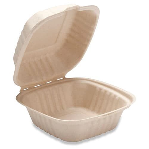 6x6x3 fiber compostable single compartment clamshell 400 cs