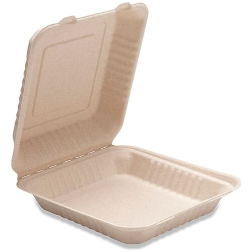 8x8x3 fiber compostable 1 compartment clamshell 200 cs