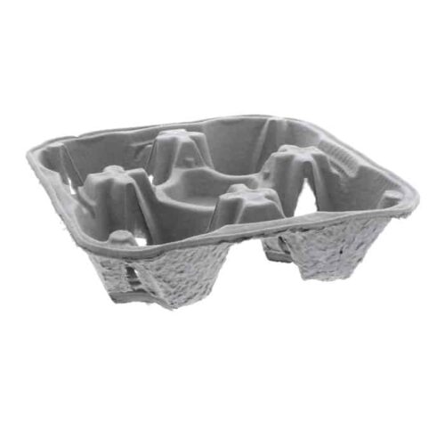4-Cup Fiber Beverage Carry Tray (300/CS) - Eco-pliant