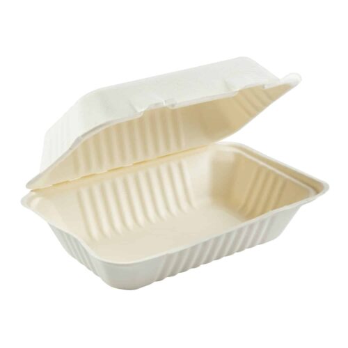 Biodegradable fiber clamshell containers