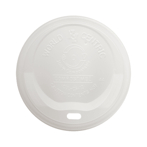 Lid PLA, Compostable, 10-20oz Hot Cups, White, 1000 case